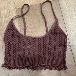 Free People Intimately Textured Knit Top in Deep Mauve